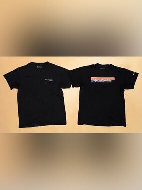 Lot Of 2 Columbia Men’s Medium T-Shirt Black PFG Graphic & Logo Outdoor Tees